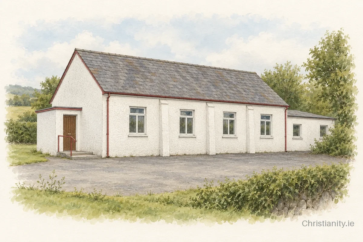 Watercolour and ink illustration of Killyleagh Baptist Church