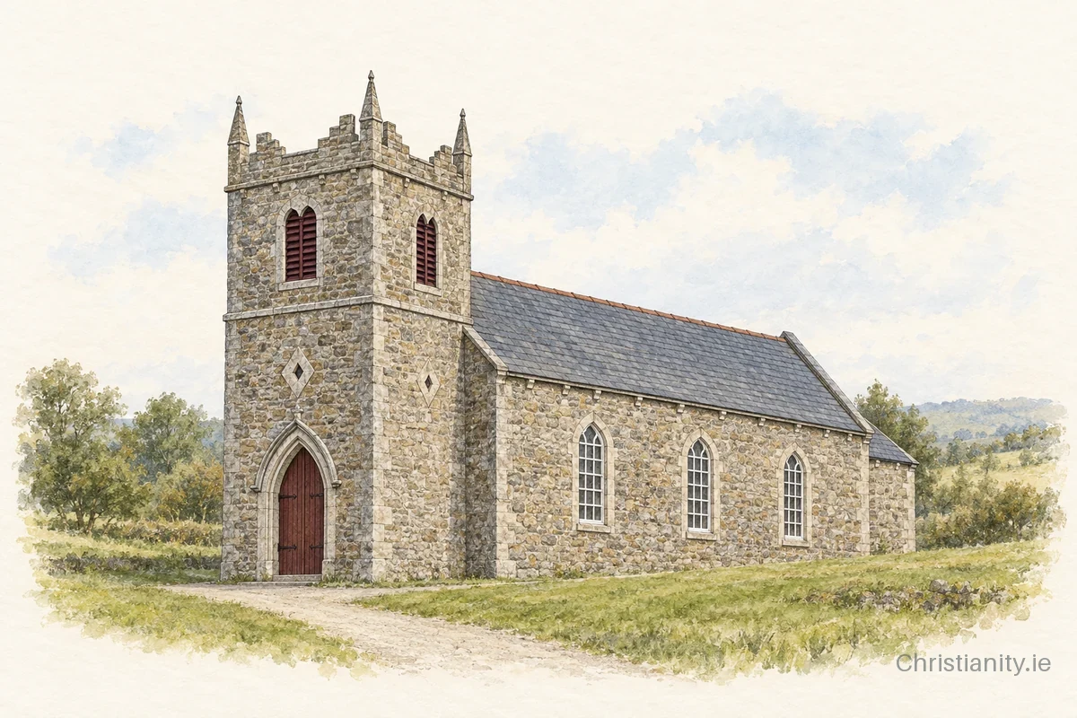 Watercolour and ink illustration of Kilmactranny