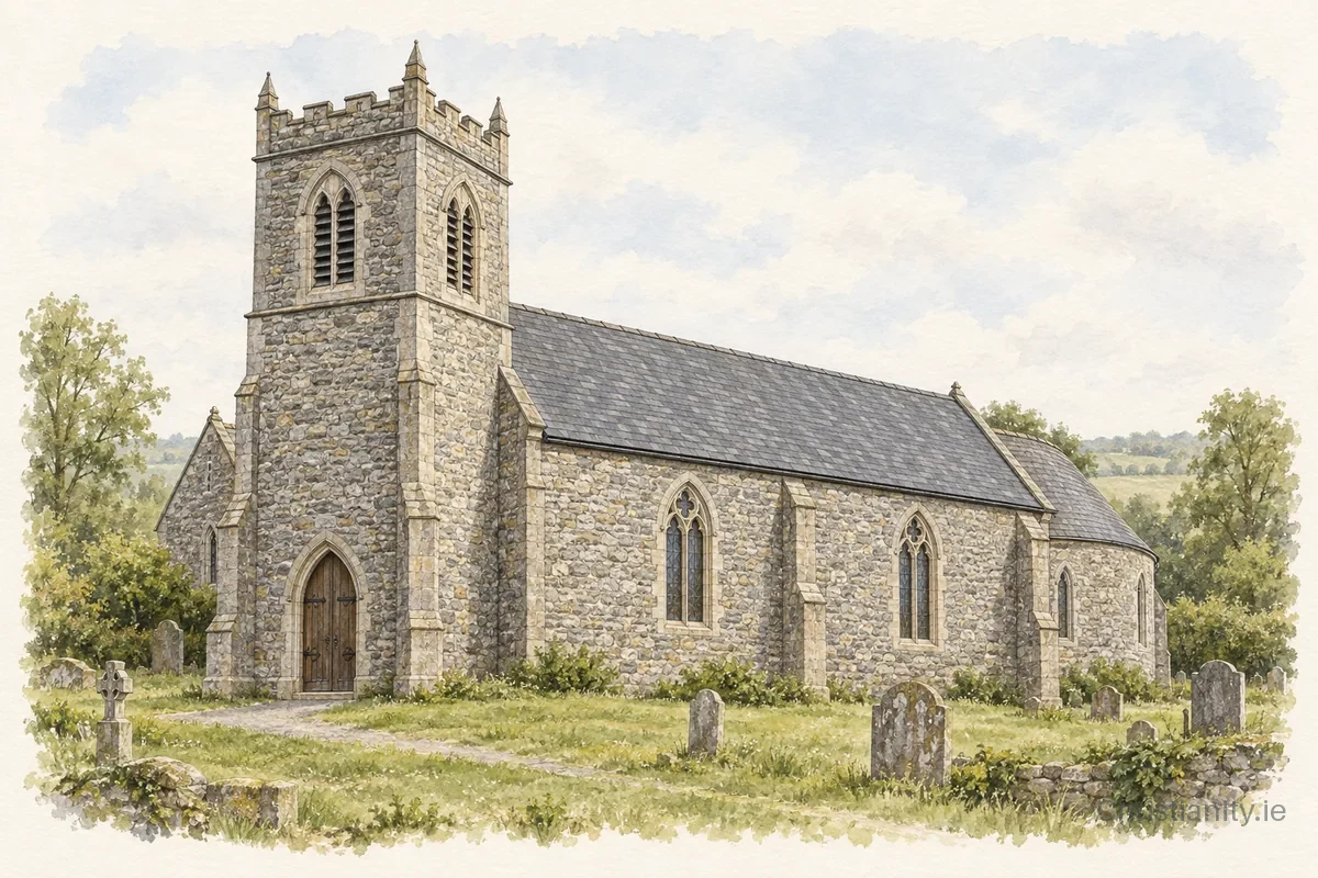 Watercolour and ink illustration of Kilmalooda All Saints