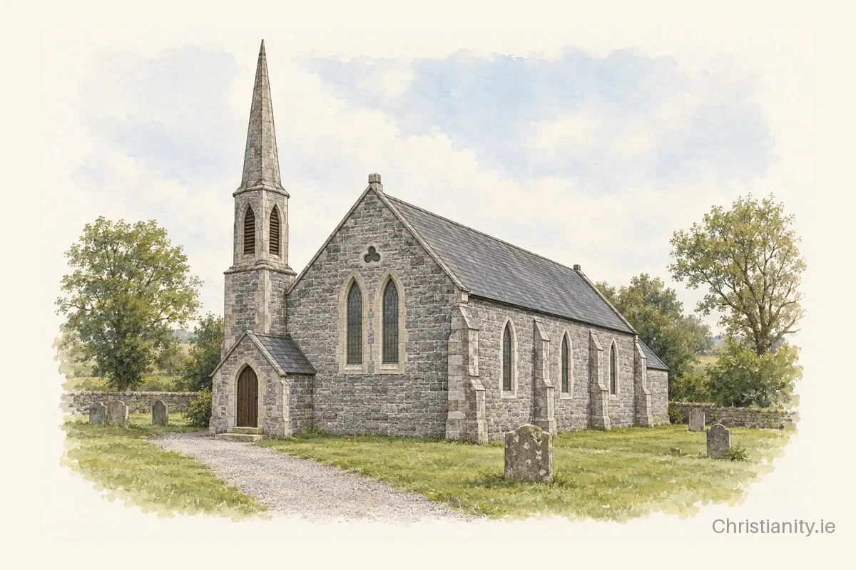 Watercolour and ink illustration of Kilmanagh