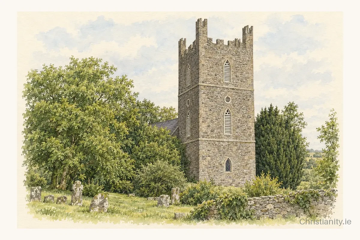Watercolour and ink illustration of Kilmeague