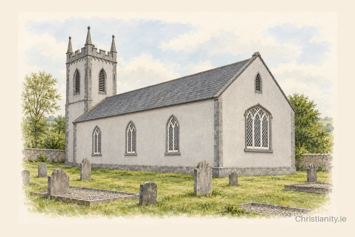 Watercolour and ink illustration of Kilmoganny St Matthew
