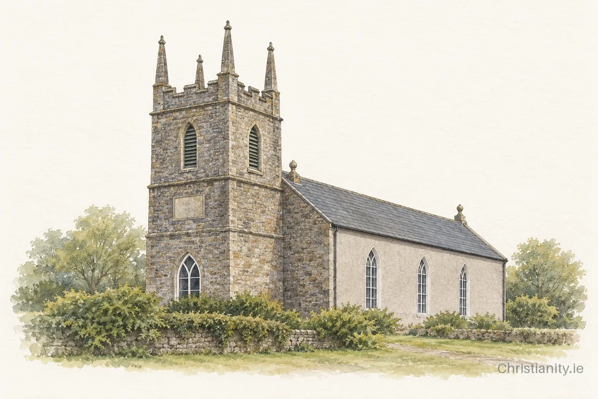 Watercolour and ink illustration of Kilmuckridge (Ballyvaldon)