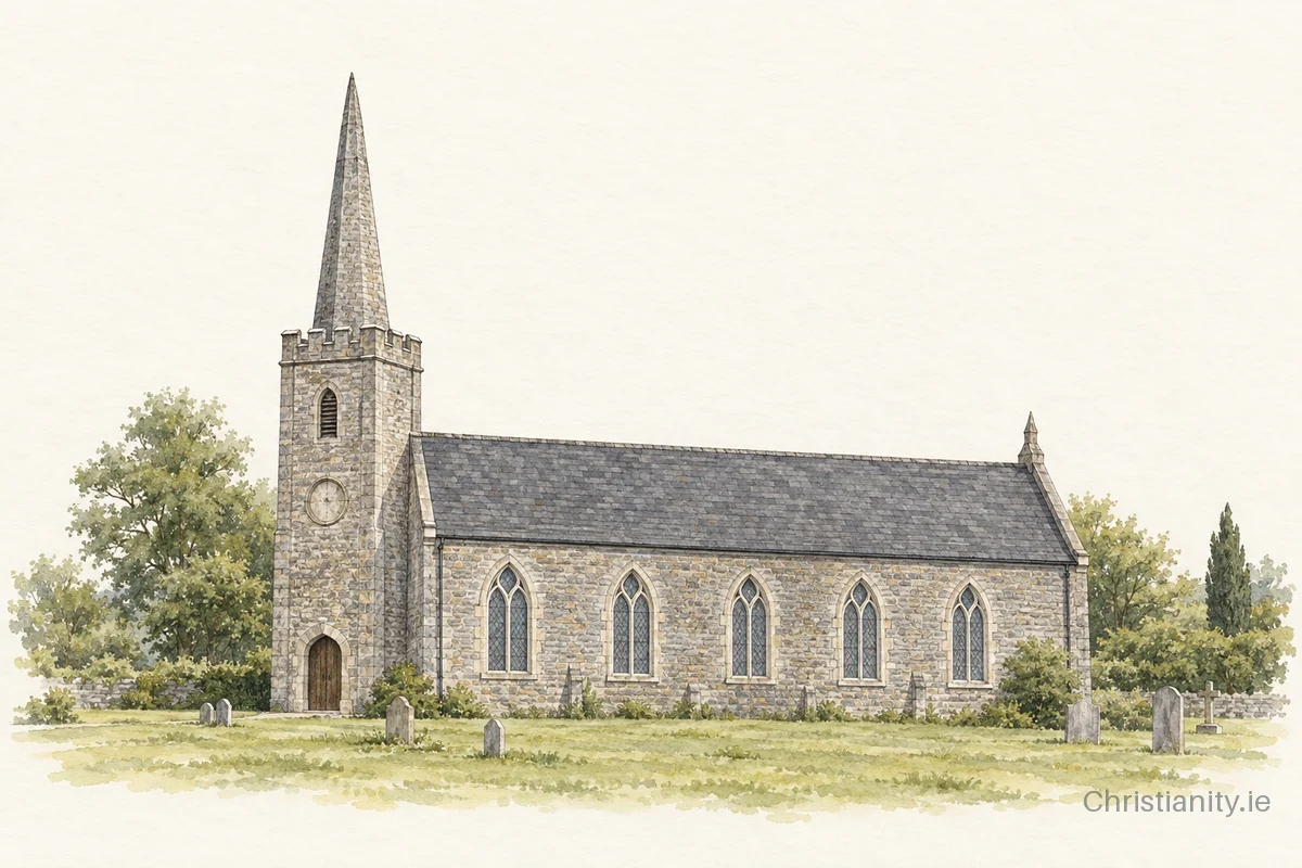 Watercolour and ink illustration of Kilnasoolagh (Newmarket-On-Fergus)