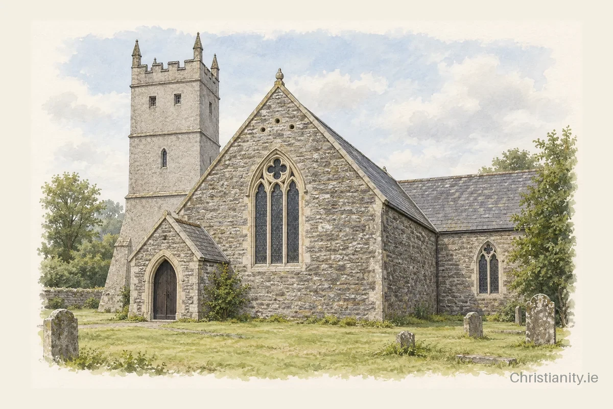 Watercolour and ink illustration of Kilnaughtin (Tarbert)