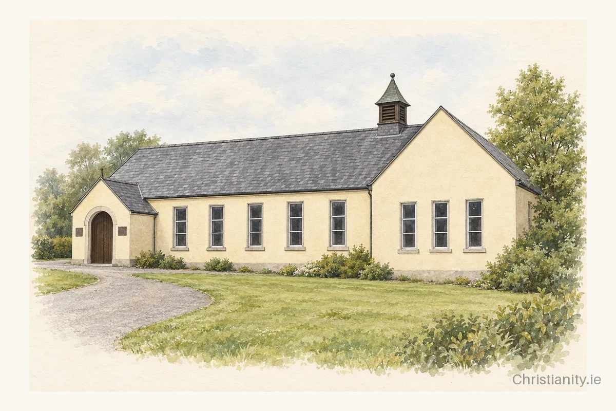Watercolour and ink illustration of Kilrea Baptist Church
