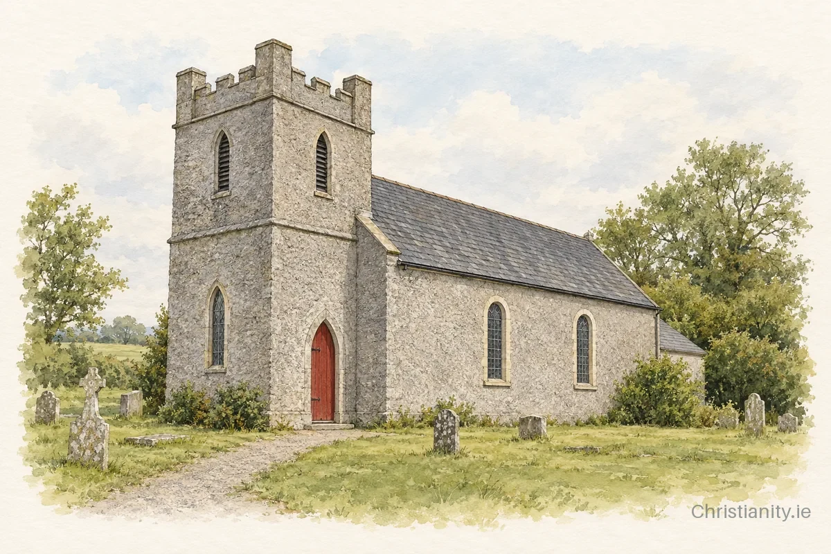 Watercolour and ink illustration of Kilsallaghan St David