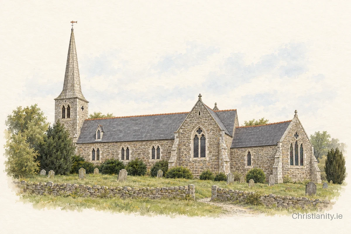 Watercolour and ink illustration of Kilsaran St Mary (Castlebellingham)