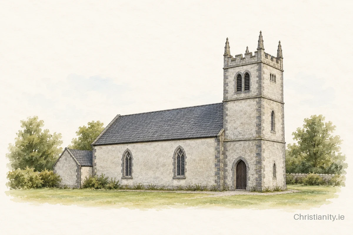 Watercolour and ink illustration of Kiltinanlea St Senan (Clonlara)