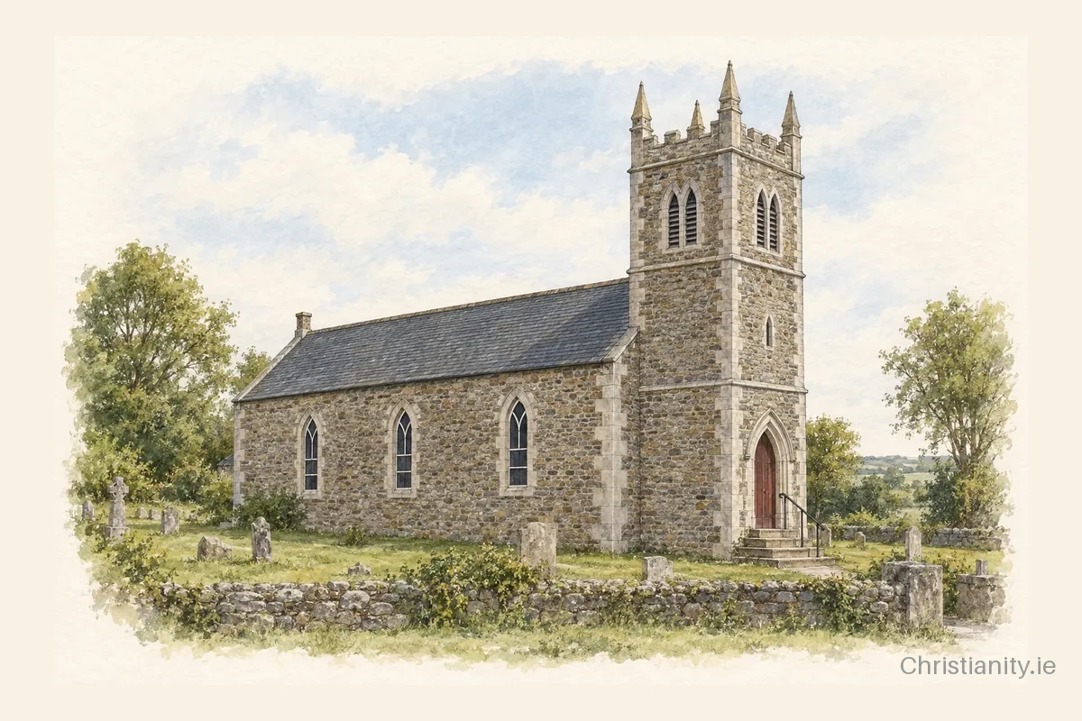 Watercolour and ink illustration of Kilwatermoy St Mary (Fountains)
