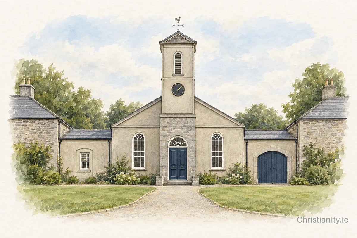 Watercolour and ink illustration of Kingston College Chapel