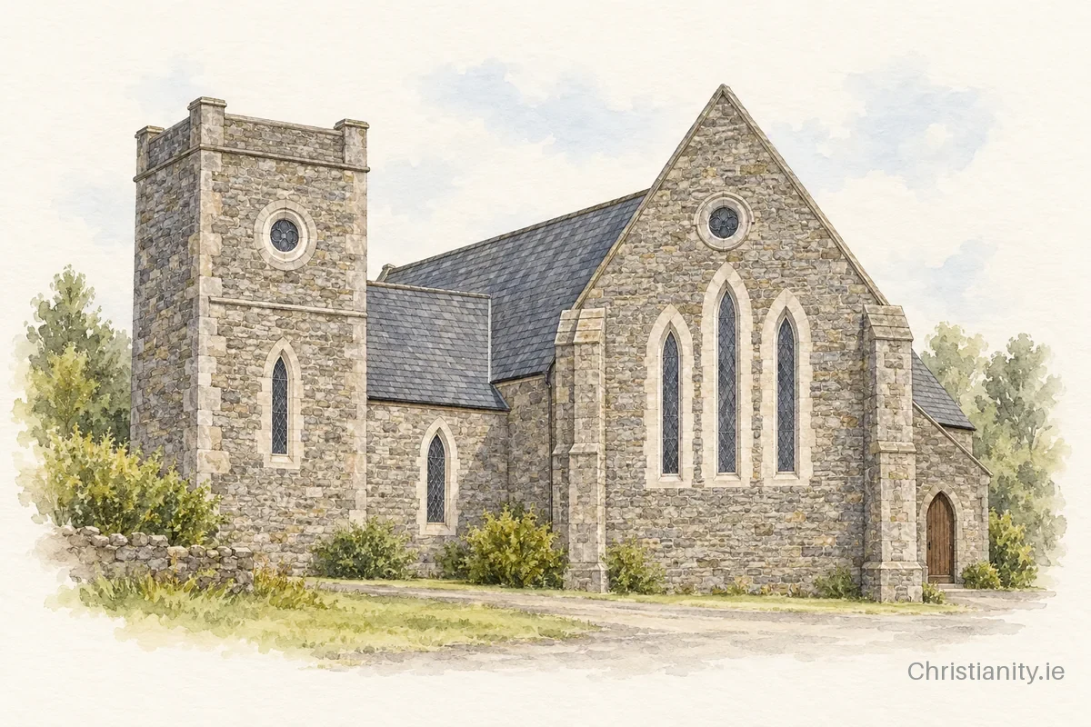 Watercolour and ink illustration of Knock St Columba (Knockcolumbkille)