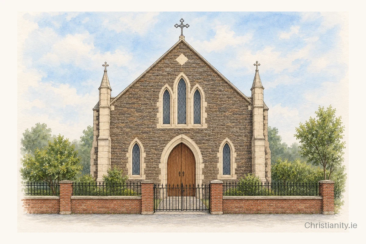 Watercolour and ink illustration of Limavady Methodist Church