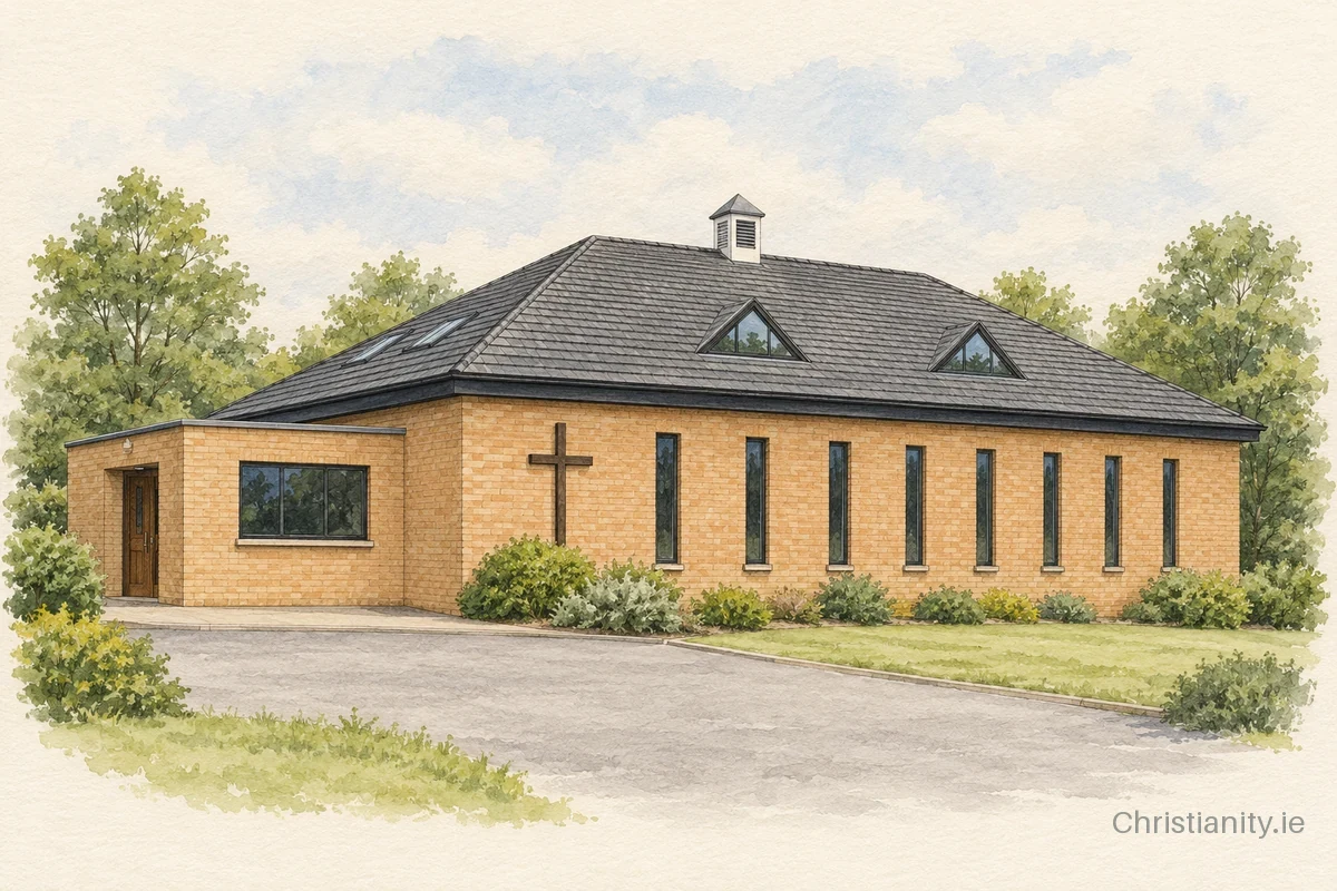 Watercolour and ink illustration of Limerick Baptist Church