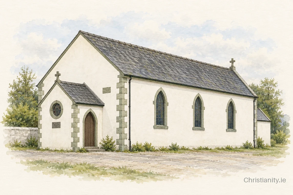 Watercolour and ink illustration of Little Flower & Our Lady of Good Counsel, Brotenstown