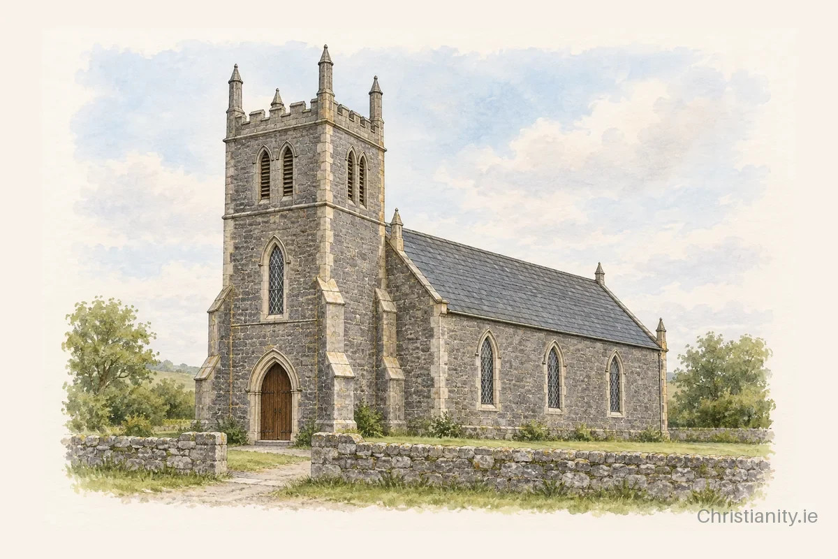 Watercolour and ink illustration of Lockeen (Loughkeen)