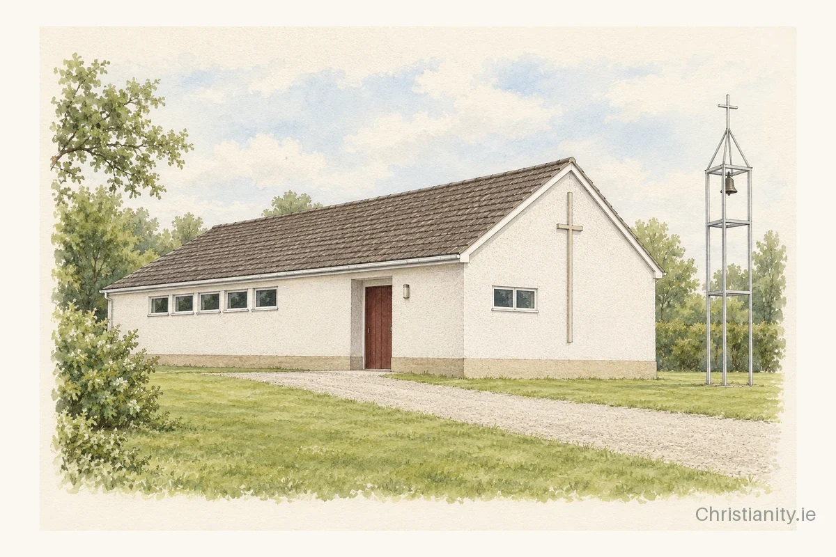 Watercolour and ink illustration of Luggacurren Church Of The Resurrection