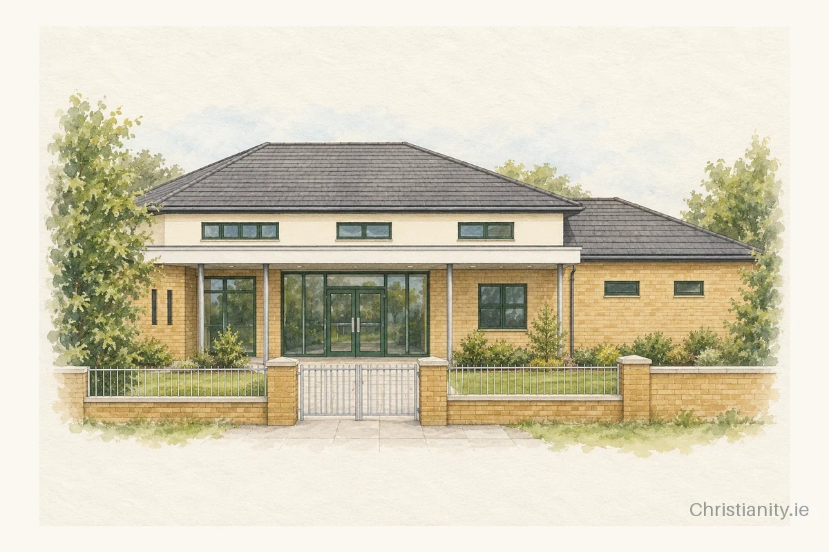 Watercolour and ink illustration of Magherafelt Baptist Church