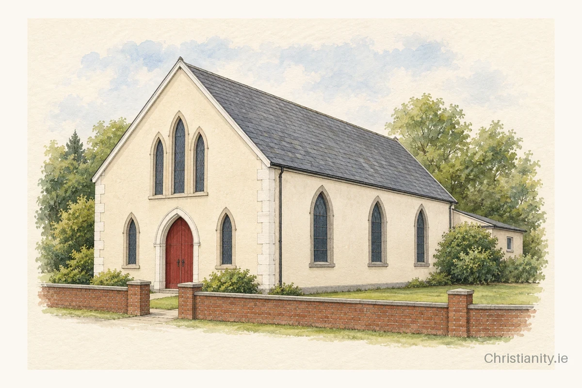 Watercolour and ink illustration of Magherafelt Methodist Church