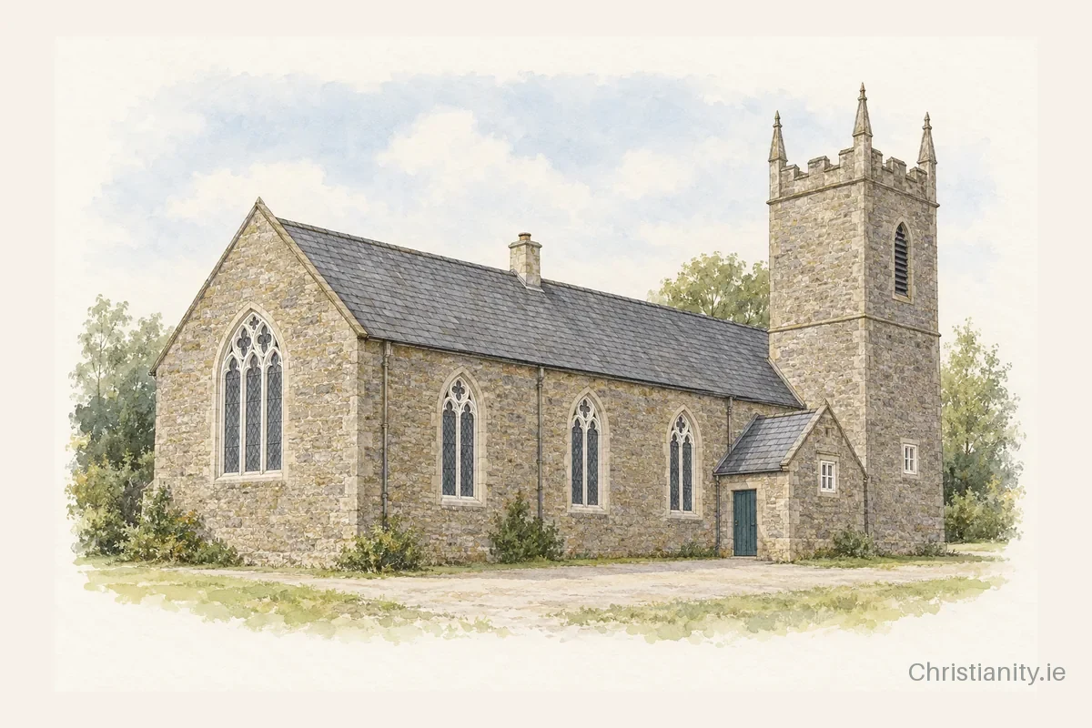 Watercolour and ink illustration of Magorban Church Of The Holy Spirit