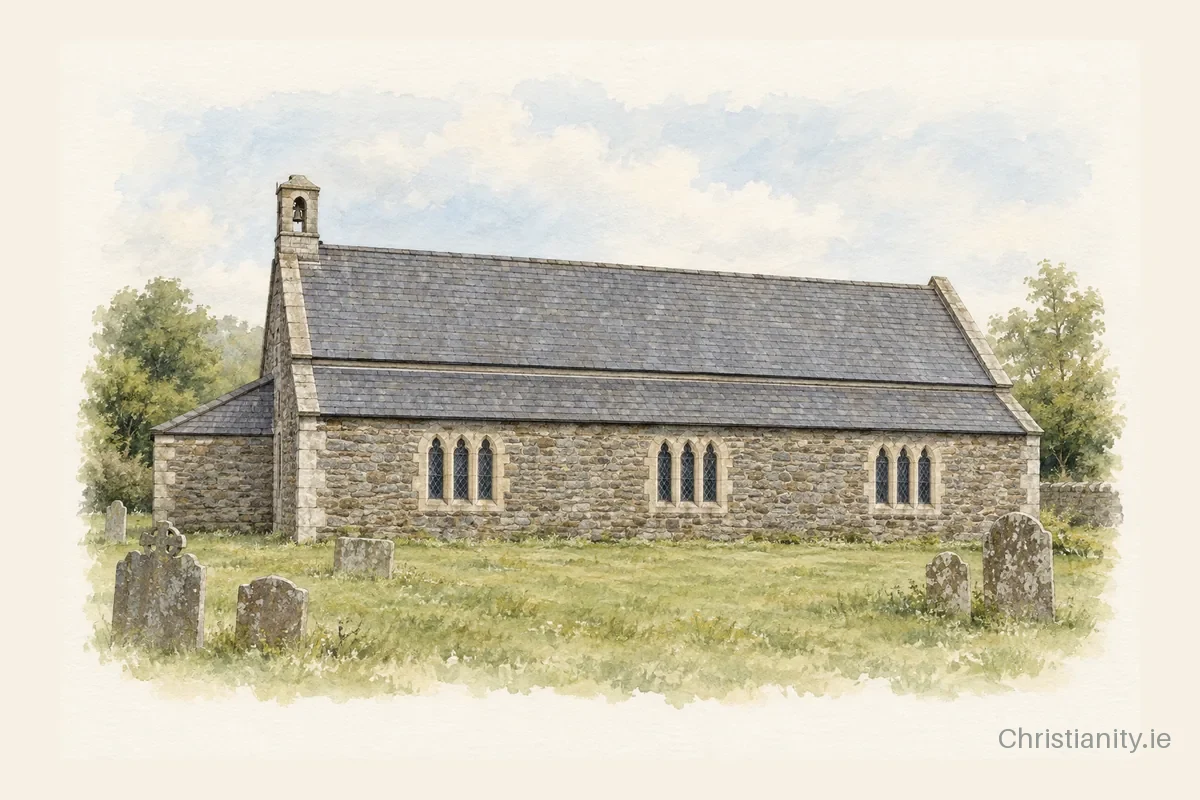 Watercolour and ink illustration of Marmullane St Mary (Passage West)