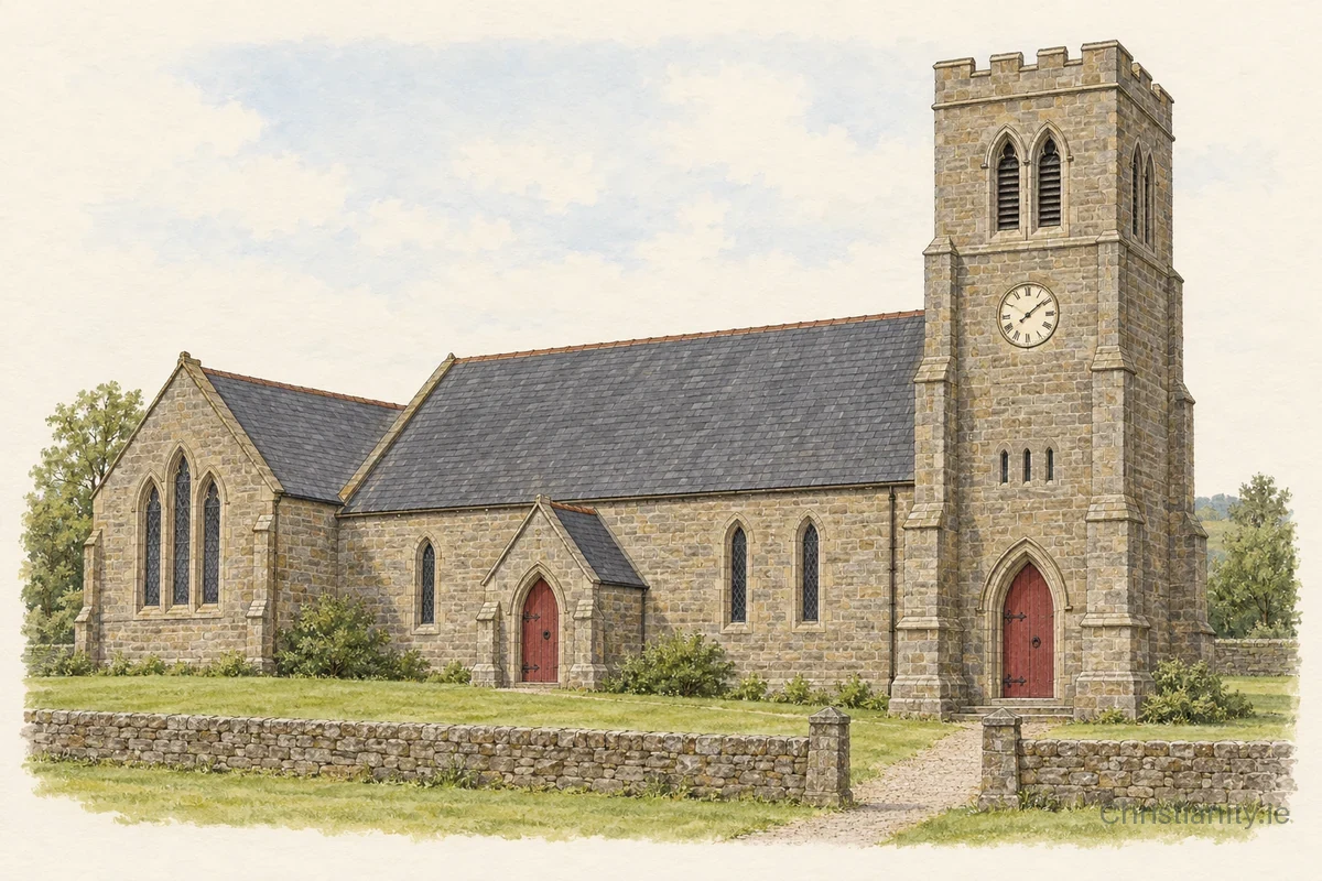 Watercolour and ink illustration of Meevagh Holy Trinity (Carrigart)