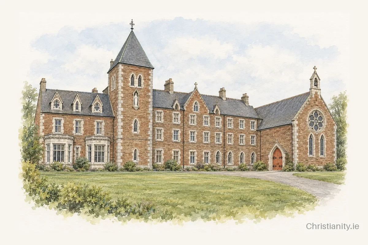 Watercolour and ink illustration of Mercy Convent