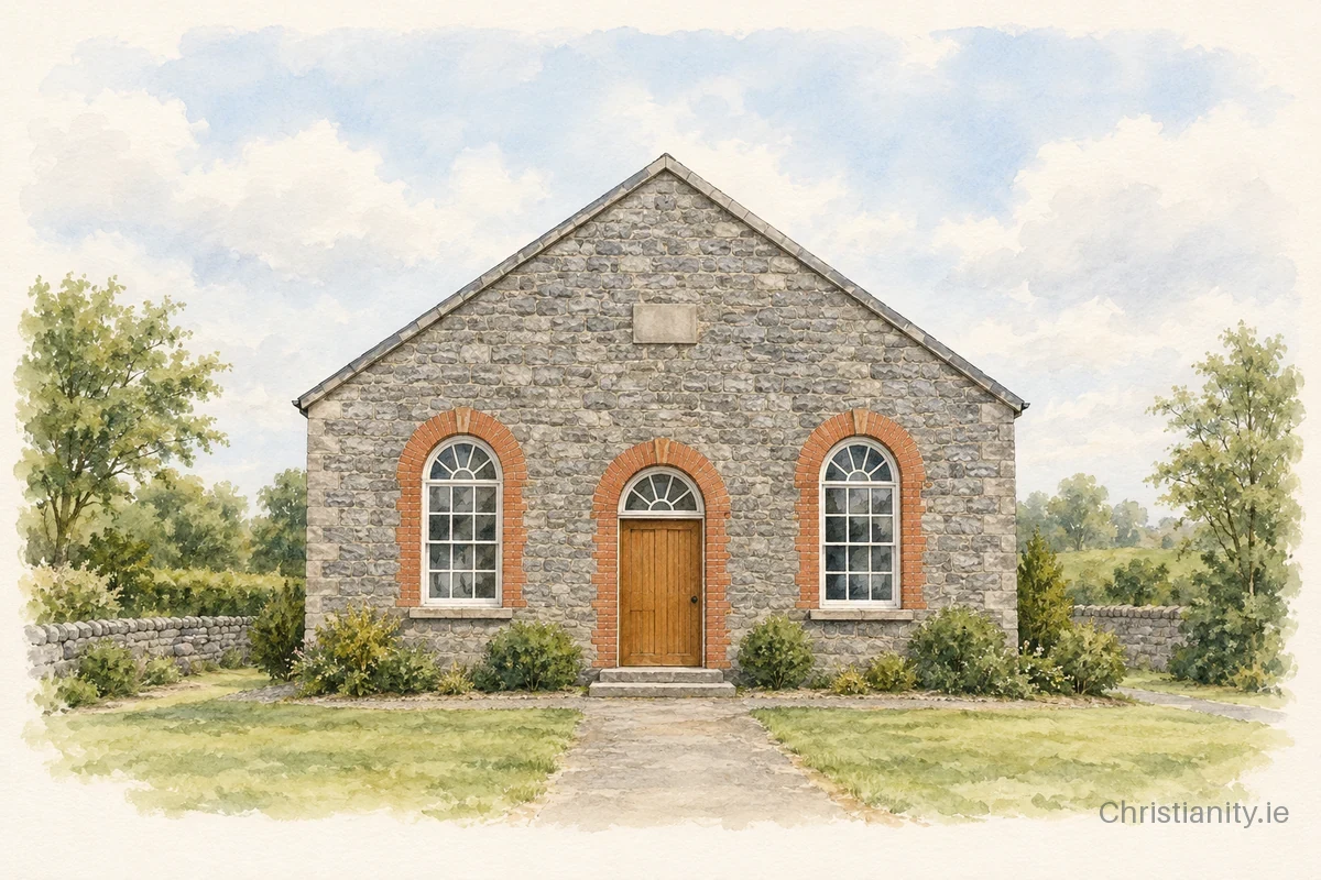 Watercolour and ink illustration of Middletown Presbyterian Church