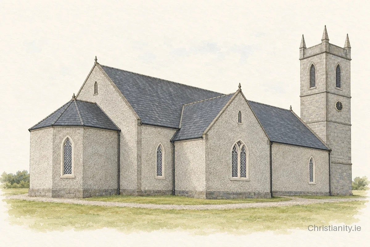 Watercolour and ink illustration of Mohill St Mary