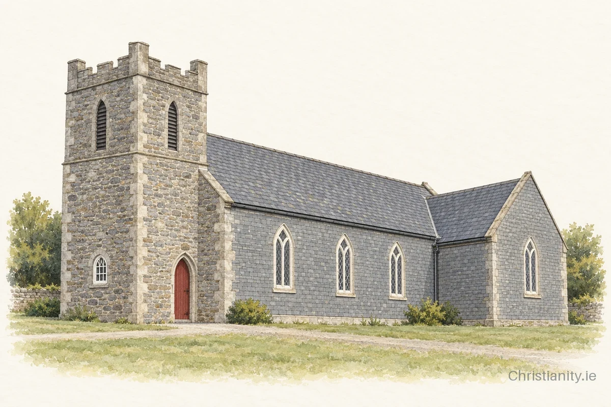 Watercolour and ink illustration of Monart St Peter (Pallingstown)