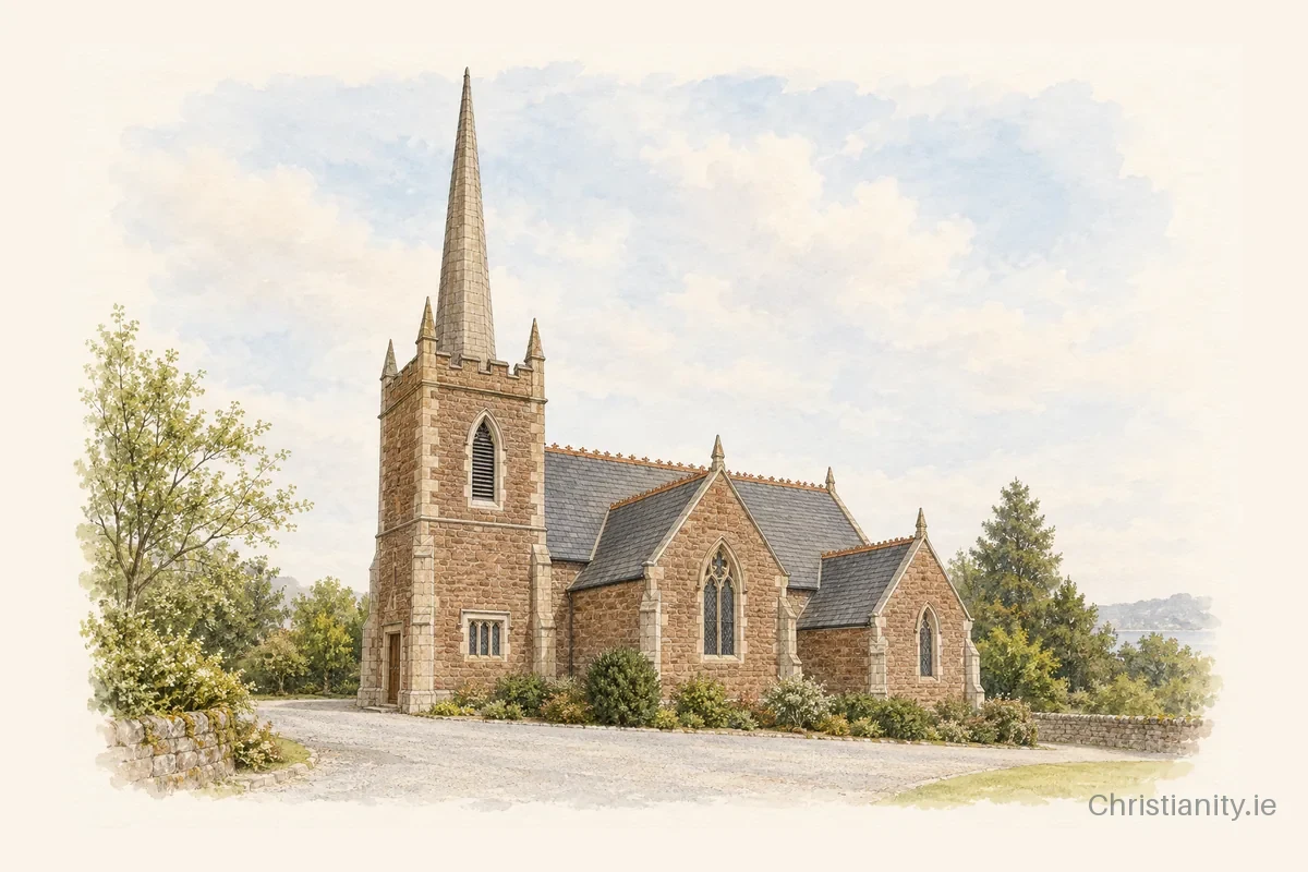 Watercolour and ink illustration of Monkstown St John