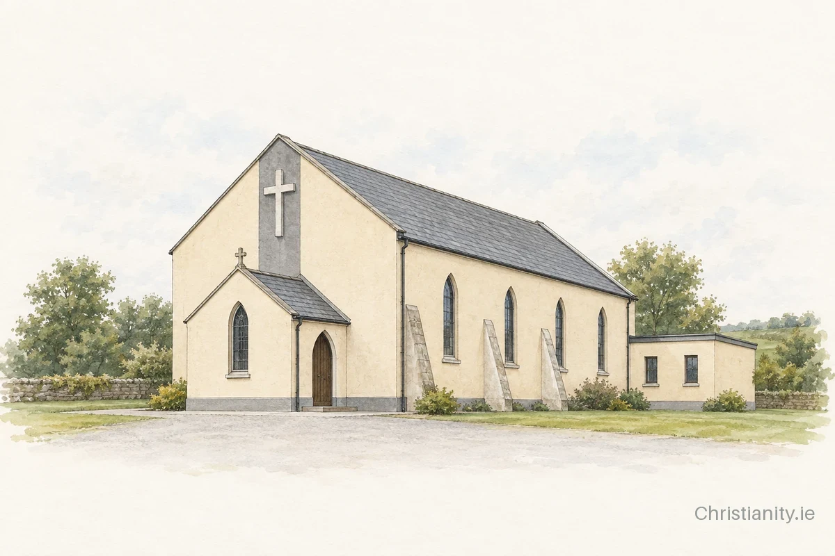 Watercolour and ink illustration of Most Holy Redeemer, Coore