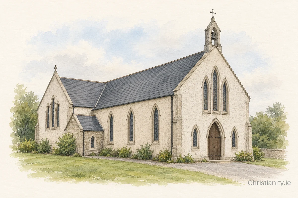 Watercolour and ink illustration of Most Holy Rosary