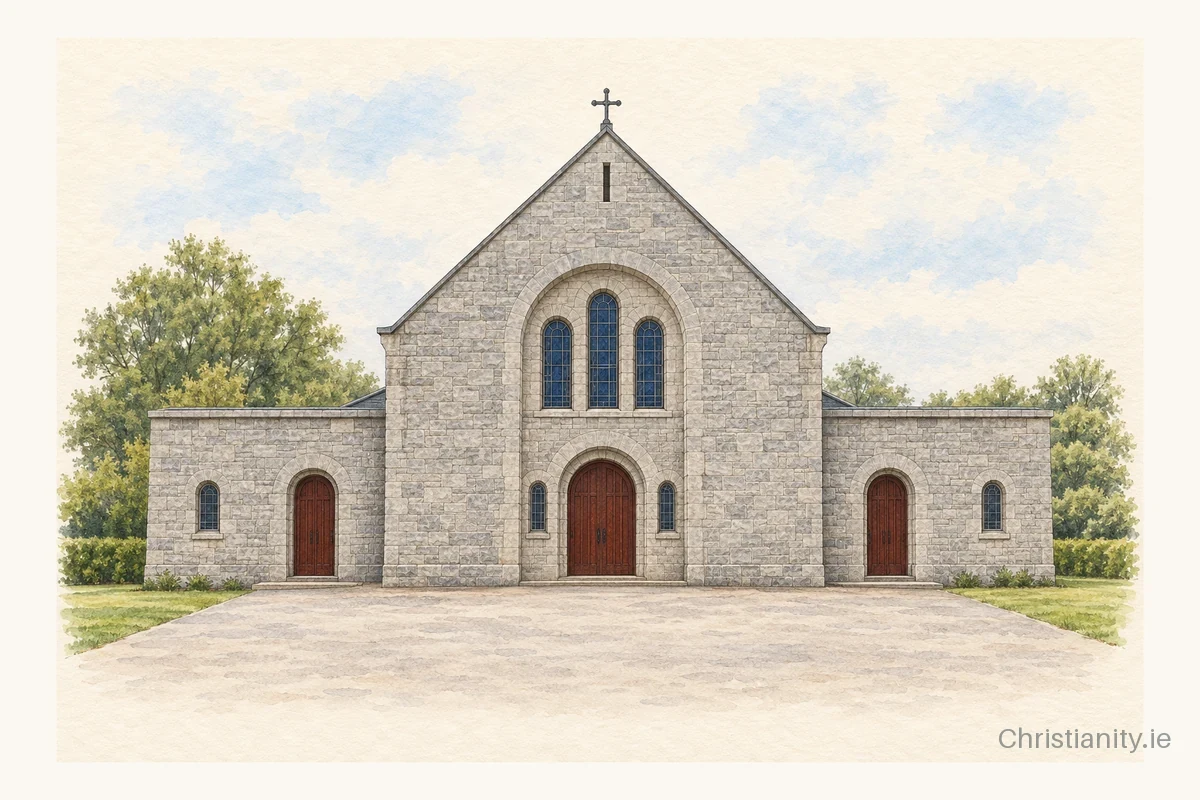 Watercolour and ink illustration of Most Holy Trinity, Rathdowney