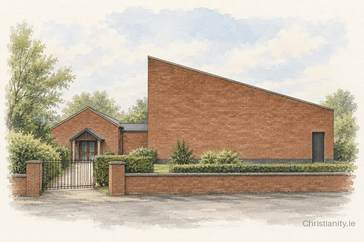 Watercolour and ink illustration of Mount Merrion Free Presbyterian Church