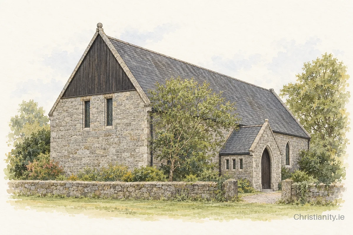 Watercolour and ink illustration of Mount Merrion St Thomas