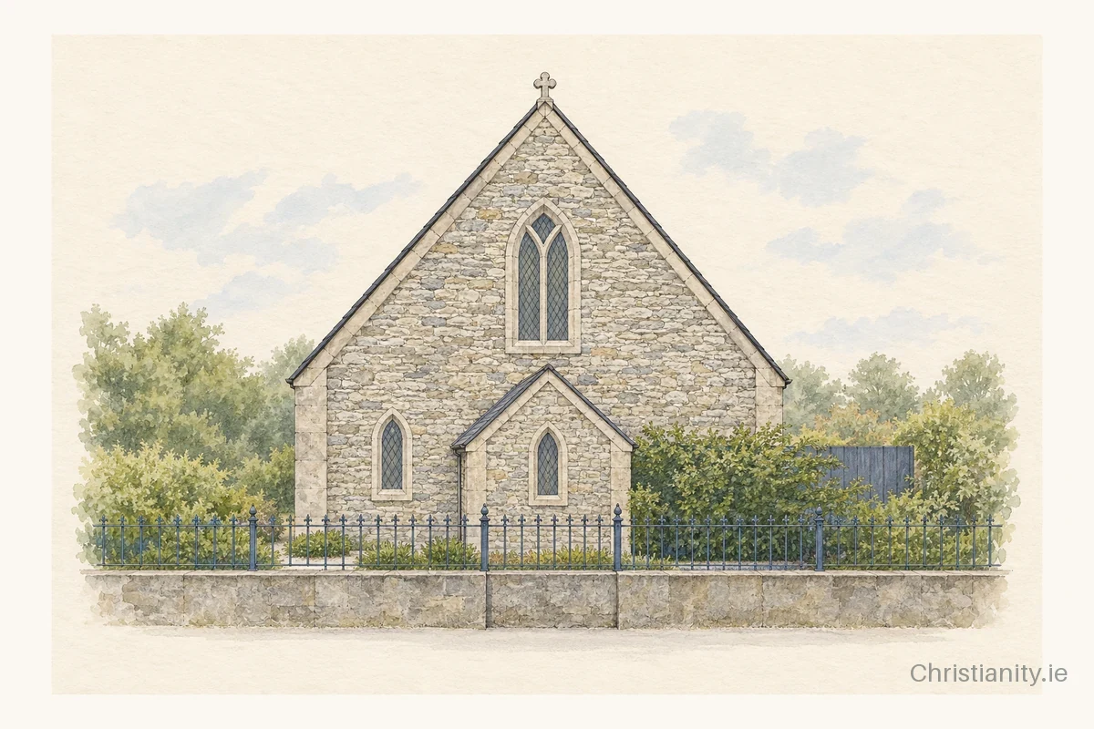 Watercolour and ink illustration of Mountmellick Methodist Church