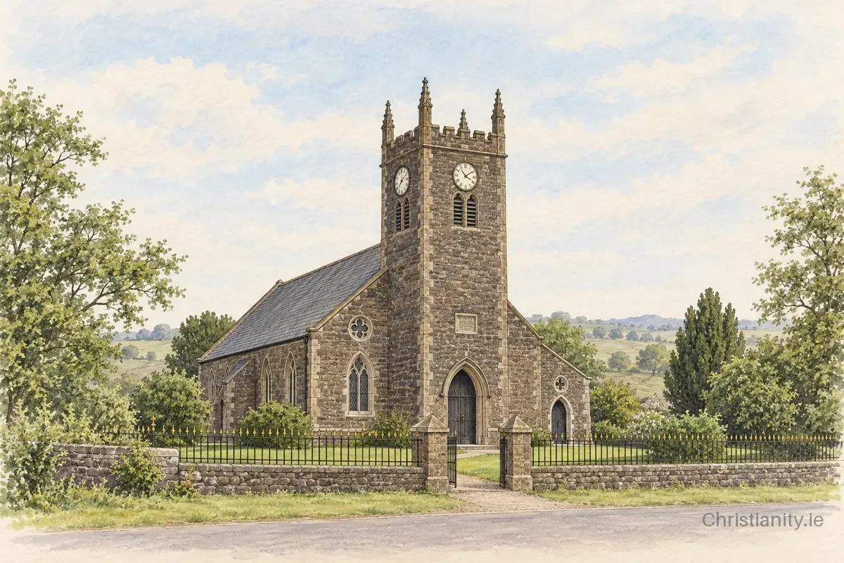 Watercolour and ink illustration of Moy St James