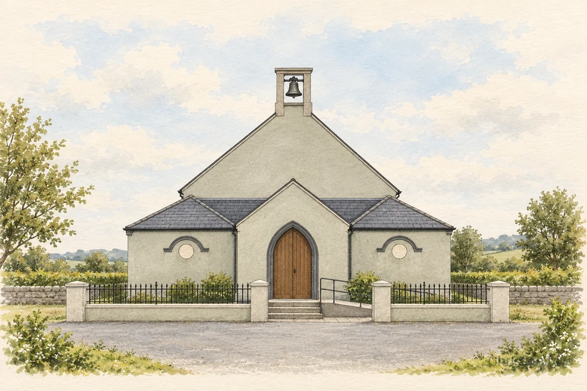 Watercolour and ink illustration of Moygashel