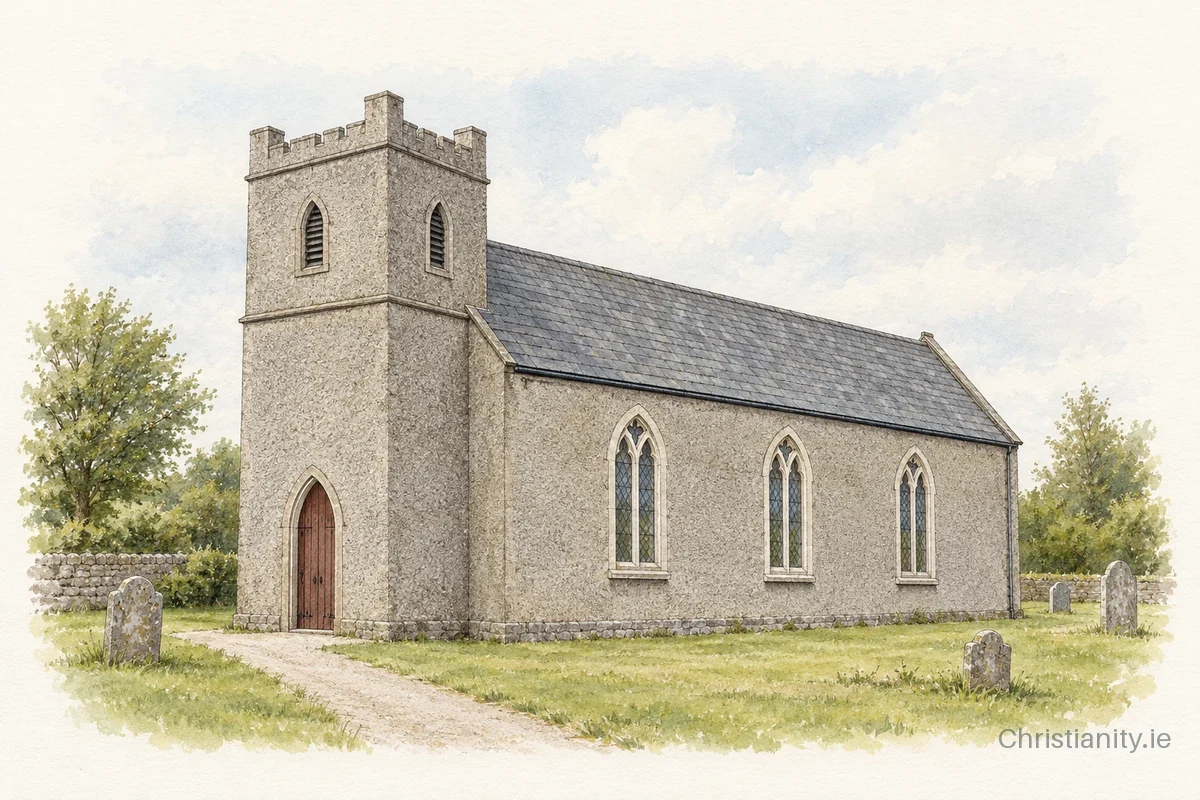 Watercolour and ink illustration of Moyne St John