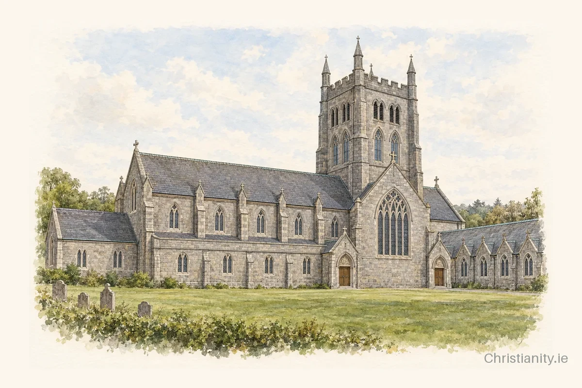 Watercolour and ink illustration of Mt. Melleray (Abbey Church)