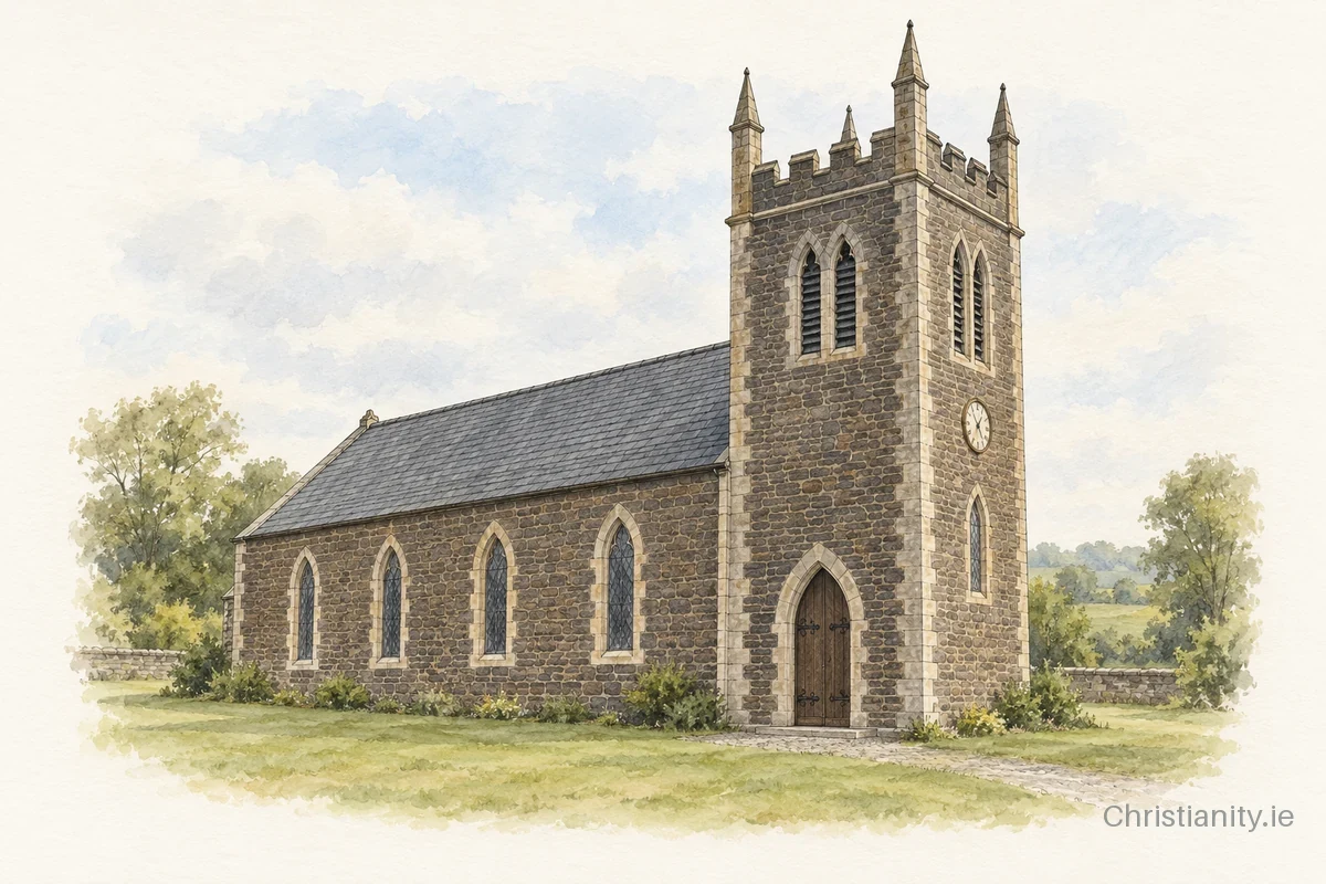 Watercolour and ink illustration of Muckamore St Jude