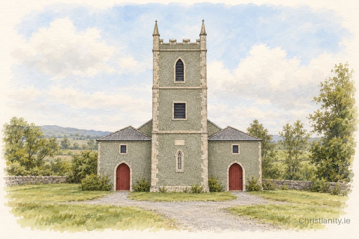 Watercolour and ink illustration of Mullabrack St John