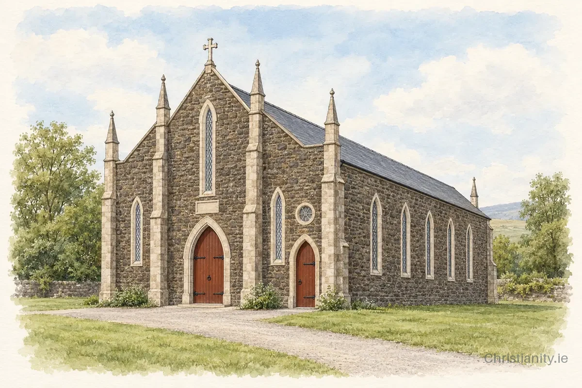 Watercolour and ink illustration of Mullaglass St Luke (Killevy)