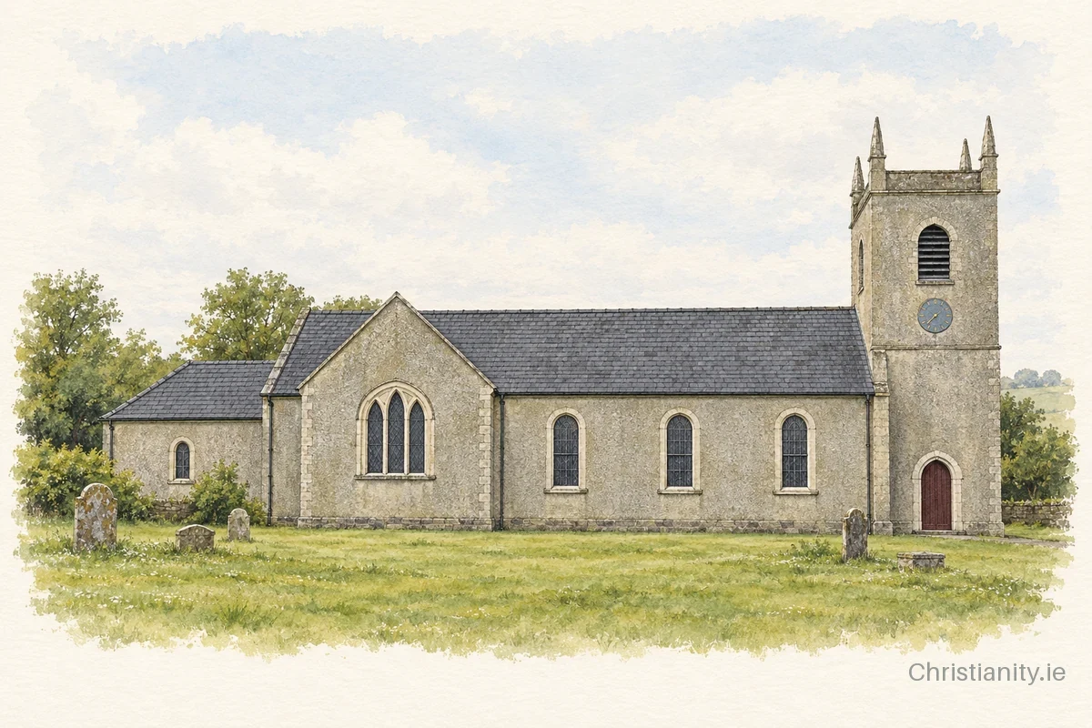 Watercolour and ink illustration of Mullavilly