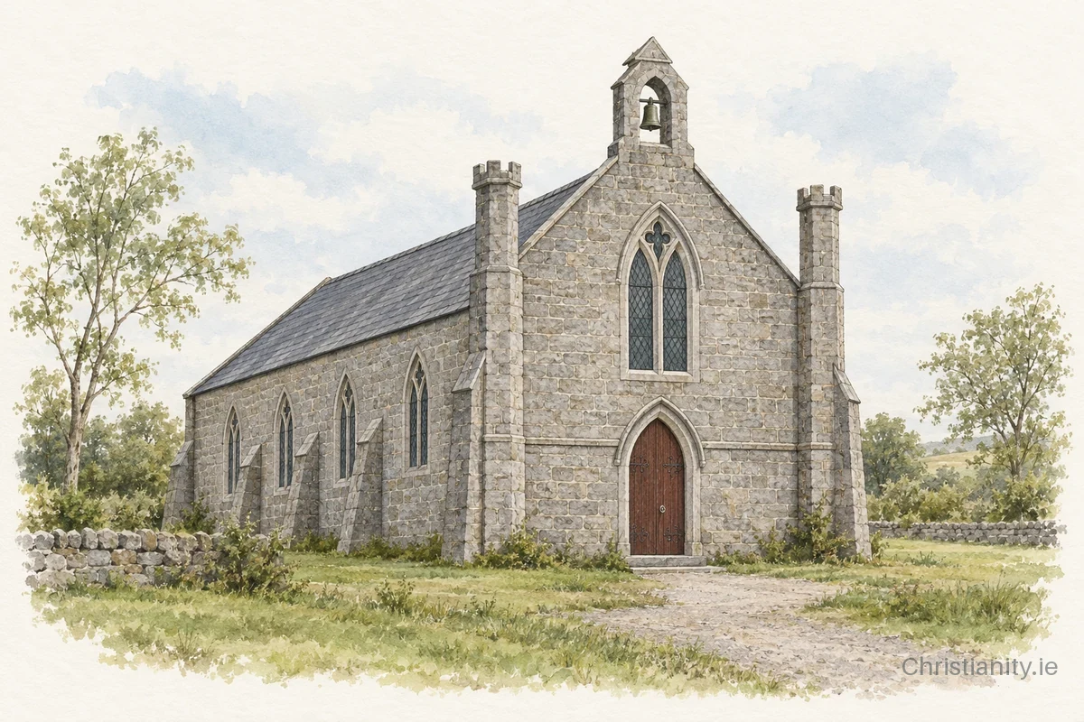 Watercolour and ink illustration of Mullinacuff (Knockatomcoyle)