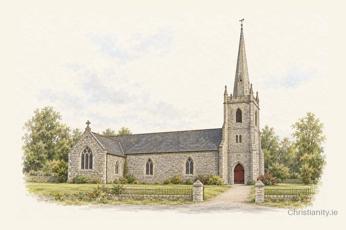 Watercolour and ink illustration of Mullingar All Saints