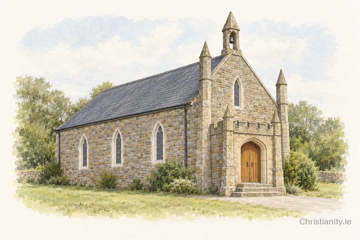 Watercolour and ink illustration of Munterconnaught (Knocktemple)