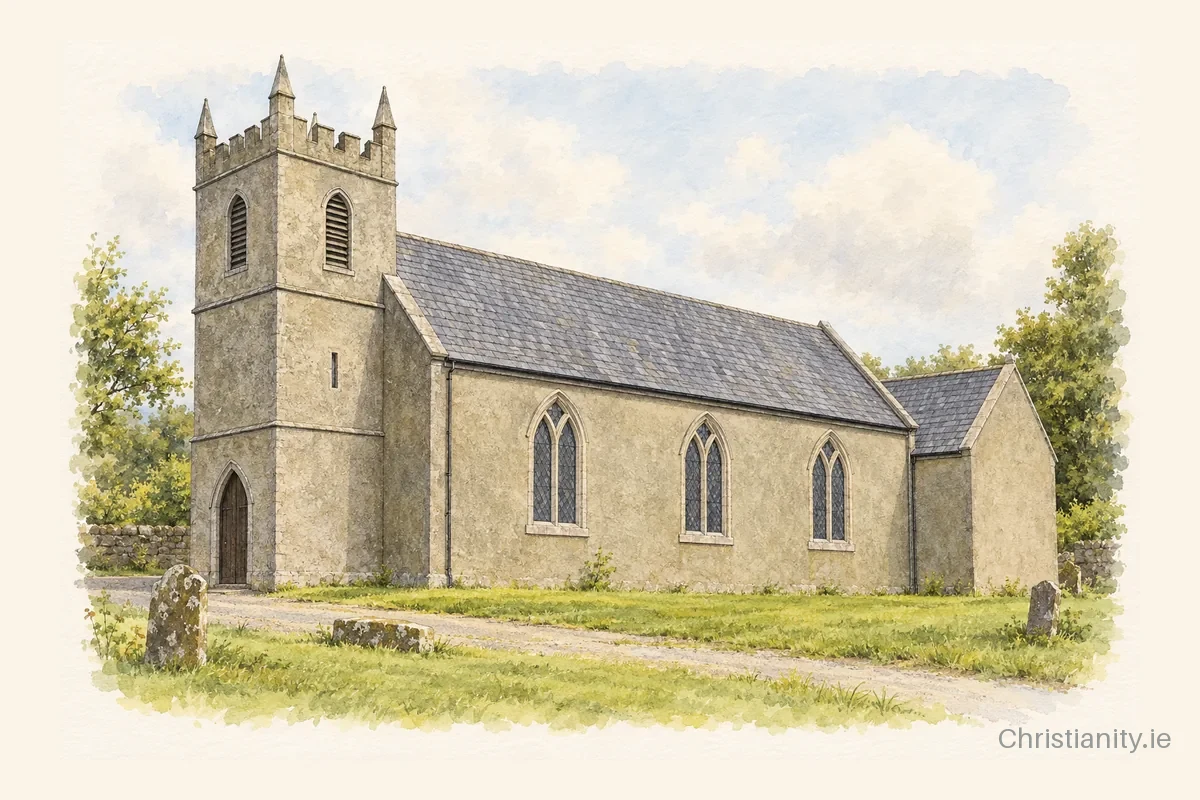 Watercolour and ink illustration of Murragh St Patrick (Newcestown)