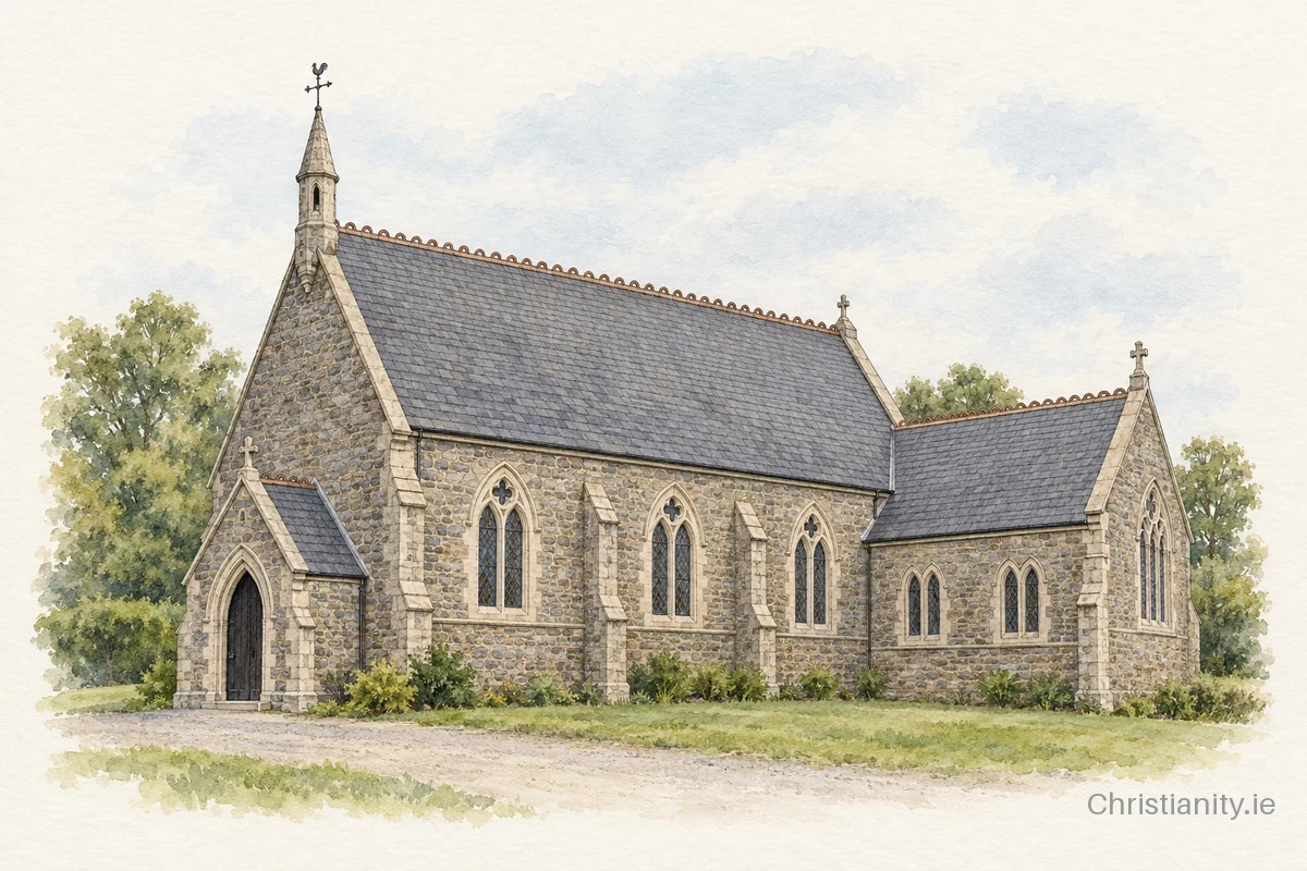 Watercolour and ink illustration of Narraghmore The Holy Saviour